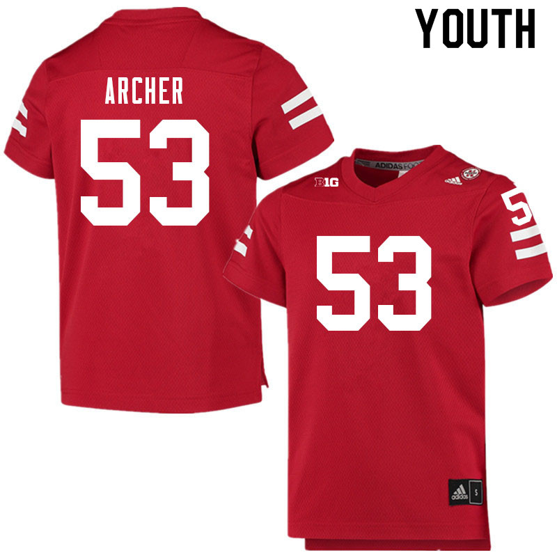 Youth #53 Jake Archer Nebraska Cornhuskers College Football Jerseys Sale-Scarlet